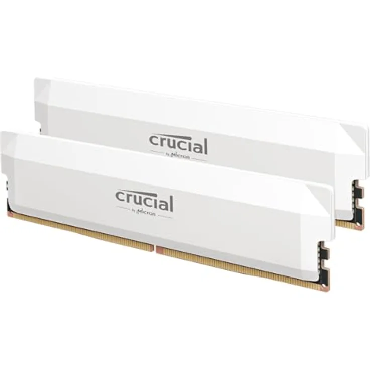 Crucial Pro DDR5 RAM 32GB Kit (2x16GB) 6000MHz CL36, Overclocking Gaming, Intel XMP 3.0 / AMD Expo, PC Computer Arbeitsspeicher 32GB DDR5, Weiß - CP2K16G60C36U5W