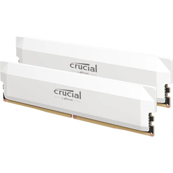 Crucial Pro DDR5 RAM 32GB Kit (2x16GB) 6000MHz CL36, Overclocking Gaming, Intel XMP 3.0 / AMD Expo, PC Computer Arbeitsspeicher 32GB DDR5, Weiß - CP2K16G60C36U5W – Bild 1