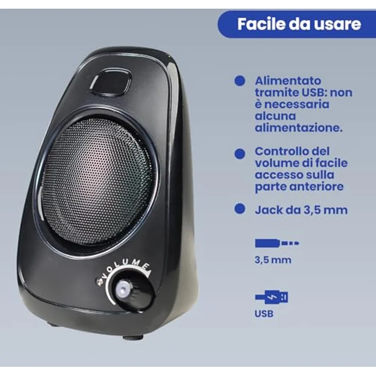 Ewent EW3527, Lautsprecher 2.0 mit USB-Stromversorgung, 10 W Leistung, integrierter Lautstärkeregler, 3,5 mm Klinke, kompakte PC-Lautsprecher, schwarz – Bild 3