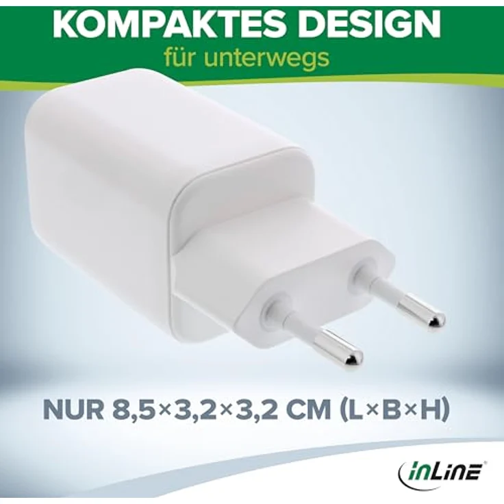 InLine USB C & USB A Netzteil 33W, Schnellladegerät mit Power Delivery & Quick Charge, weiß, 31508D – Bild 5