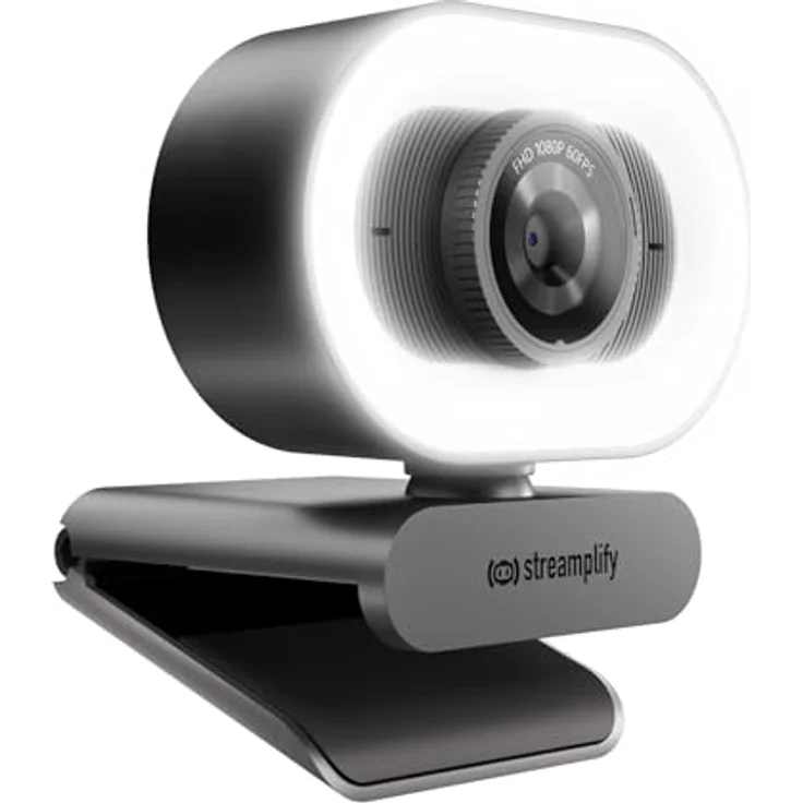 streamplify Streamplify CAM PLUS, Full-HD Webcam mit 60 fps, integriertes Ringlicht, Autofokus und Stereo-Mikrofon – Bild 1