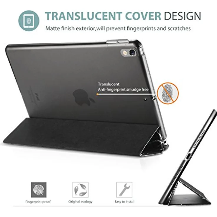 ProCase Hülle für iPad Air 3 (10,5 Zoll) und iPad Pro 10.5, transluzente Schutzhülle mit Auto Schlafen/Wachen Funktion - Marmor Schwarz – Bild 3