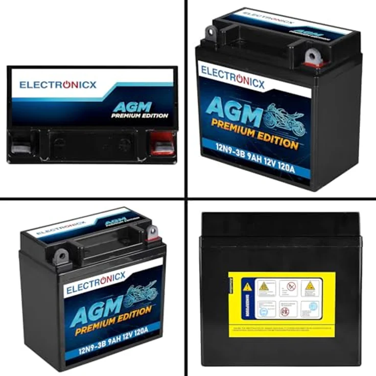 Electronicx AGM-12N9-3B AGM Motorradbatterie 9Ah 12V, wartungsfrei, rüttelfest, auslaufsicher für Motorrad, Roller, Quad – Bild 9