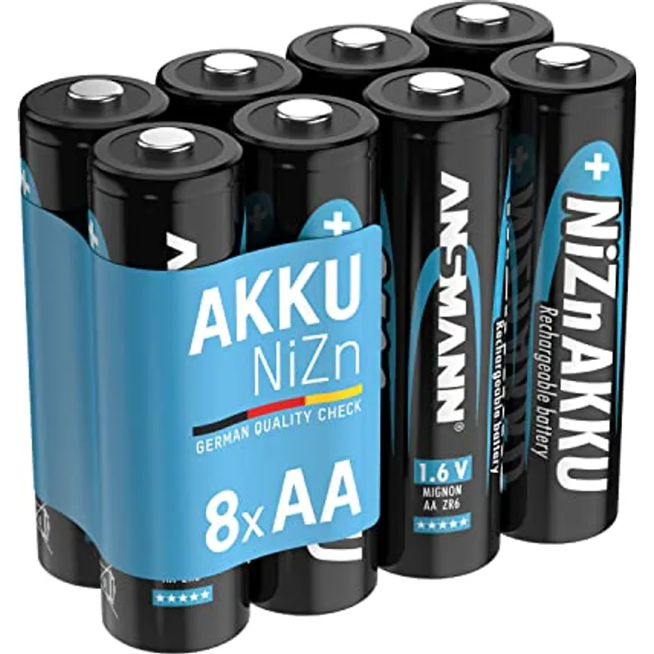 ANSMANN Mignon NiZn Akku AA 1,6V 2500mWh, wiederaufladbare Batterien - 8 Stück