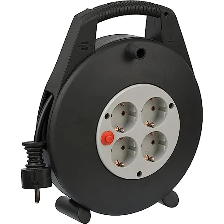 Brennenstuhl Vario Line Kabelbox 4-fach - Mini-Kabeltrommel (Indoor-Kabeltrommel für Haushalt, 10m Kabel, Made in Germany) schwarz-grau – Bild 2