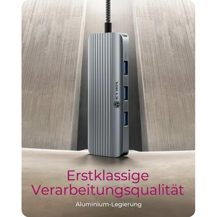 ICY BOX USB-C Docking Station (6-in-1) mit 1x HDMI (4K 60Hz), 3X USB 3.2 HUB, 100W Power Delivery, Aluminium, Gigabit-Ethernet, Windows & macOS, IB-DK4034a-CPD – Bild 4