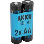 ABSINA 2X Solar Akku AA wiederaufladbar 800mAh 1.2V NiMH - Mignon AA Solar Batterien für Solarleuchten - Mit geringer Selbstentladung - Akku Solar Batterie, Akkus für Solarlampen, grün