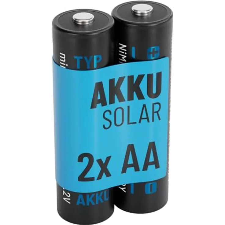 ABSINA 2X Solar Akku AA wiederaufladbar 800mAh 1.2V NiMH - Mignon AA Solar Batterien für Solarleuchten - Mit geringer Selbstentladung - Akku Solar Batterie, Akkus für Solarlampen, grün