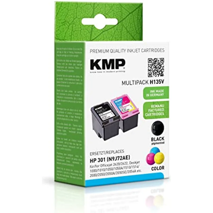 KMP Tintenpatronen passend für HP 301 (E5Y87EE) Doppelpack - für Officejet 2620 2622, Deskjet 1000 1050A 3050SE Envy 5530 Series, etc.