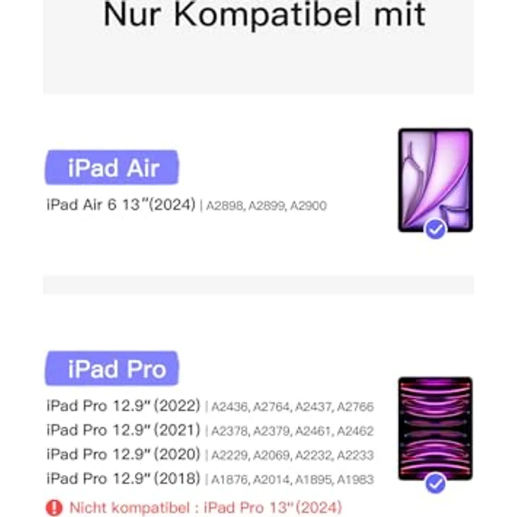 Inateck Tastatur Hülle Kompatibel mit iPad Air 13 Zoll (2024), iPad Pro 12.9 Zoll 6/5/4/3 Gen, Hoch-/Querformat Ständer, Abnehmbare Touchpad mit 7-Farbiger Hintergrundbeleuchtung, QWERTZ-Layout,KB04118 – Bild 2