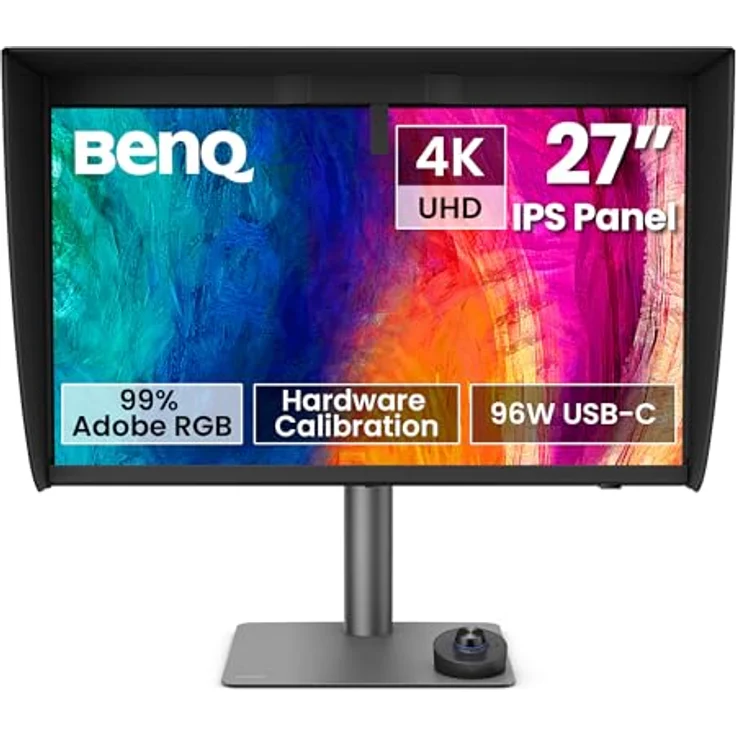 BenQ PD2770U 27 Zoll 4K-Monitor, 99% Adobe RGB/DCI-P3, 100% Rec. 709, Hardwarekalibrierung, USB-C 96W, KVM, höhenverstellbar - für Grafik- und Videobearbeitung – Bild 1