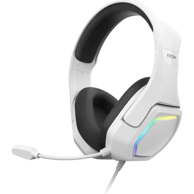 KROM KOPA 7.1 Gaming-Headset mit RGB-Beleuchtung, virtuellem 7.1-Sound, weiß