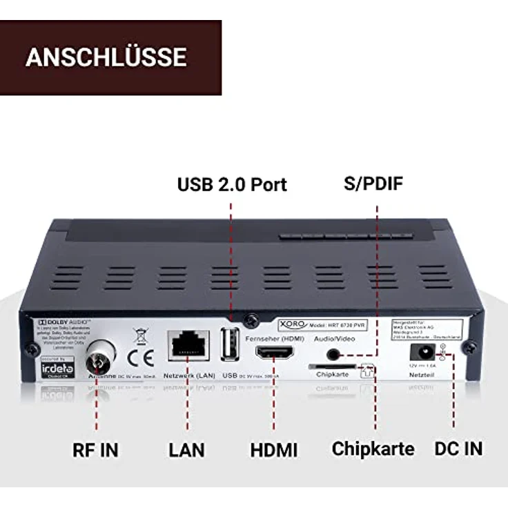 XORO HRT 8730 Hybrid - DVB-C/T2 Combo Receiver, USB Mediaplayer, PVR Ready, Timeshift, integriertes Irdeto-Zugangssystem für Freenet TV und 6 Monate Guthaben - Preisvergleich – Bild 3