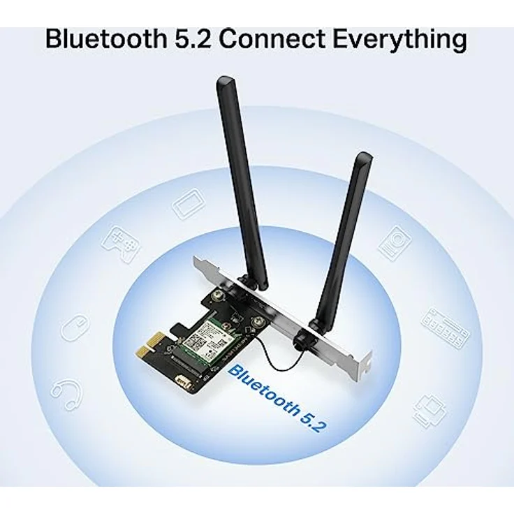 TP-Link WLAN Netzwerkkarte mit Bluetooth 4.2, AC1200 5G + 2.4 G WiFi Gigabit PC WLAN, Inter AC7265 Chipsatz mit 2 abnehmbaren Antennen 5dbi, Win 10-8.1-8-7 (Archer T5E) – Bild 2