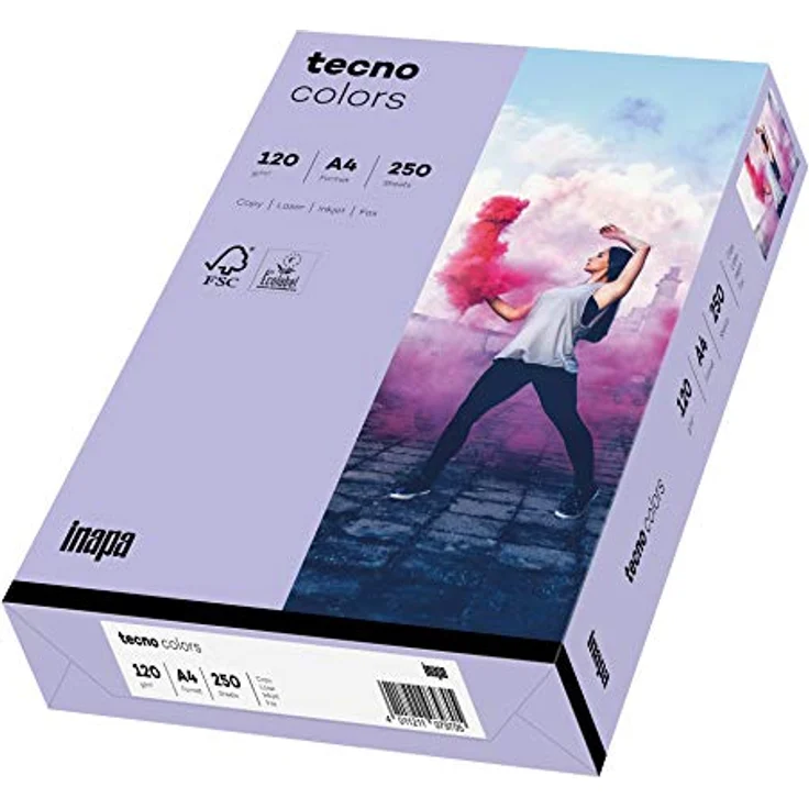 inapa farbiges Druckerpapier, buntes Papier tecno Colors: 120 g/m², A4, 250 Blatt, violett – Bild 1
