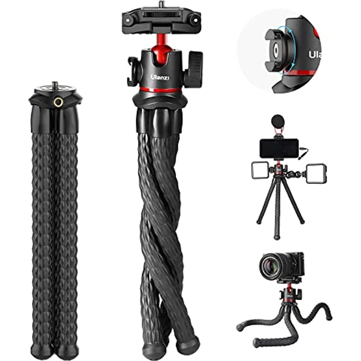 Ulanzi MT-33 Flexibles Octopus-Stativ XL mit Zubehörschuh, max. Höhe 300 mm, ABS+TPR – Bild 9