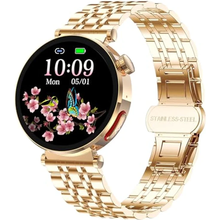 Knauermann NEO 2 (2025) - Gold Smartwatch - EKG, HRV, Blutdruck, Schlafüberwachung, Edelstahlarmband, BT Bluetooth – Bild 1