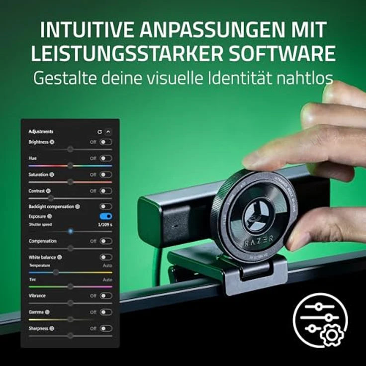 Razer Kiyo V2 Webcam, 4K @ 30 FPS, KI-Autofokus, HDR, ultra-weitwinkel, automatische Belichtung und Weißabgleich, schwarz – Bild 5