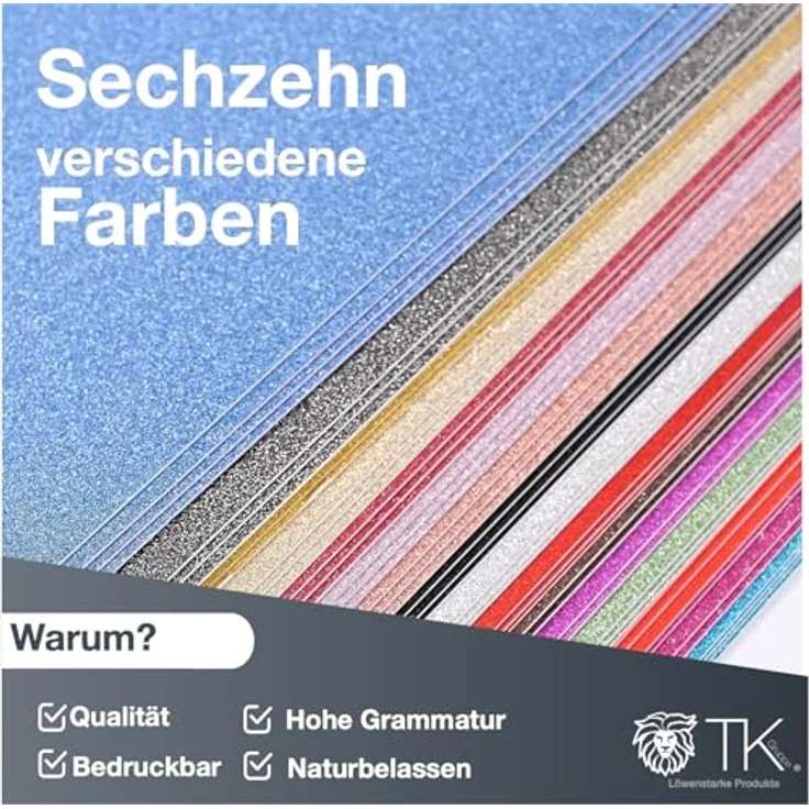 Bastelfreund® 50x Blatt Papier Glitzerpapier Glitterpapier 250 g/m² - A4 Kopierpapier Fotokarton Druckerpapier bunt - zum Basteln & gestalten - Bastelpapier Tonkarton Pappe – Bild 5