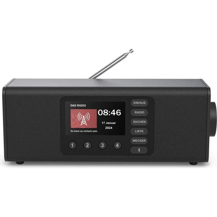 Hama DR2002, DAB+ Radio mit FM, Bluetooth, 4,3" TFT-Farbdisplay und großen Tasten, schwarz – Bild 1