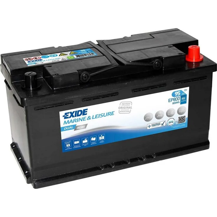 Exide Exide EP800 DUAL AGM 12V 95Ah Marine & Leisure Batterie, (12 V)