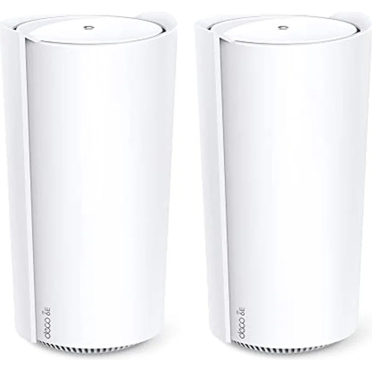 TP-Link Deco XE200 Wi-Fi 6E Mesh WLAN Set(2 Pack), AXE11000 Tri-band, 16 Streams, 1× 10G-Port + 2× 1G-Ports(Reichweite bis zu 604m², WPA3, ideal für große Häuse) weiß – Bild 1
