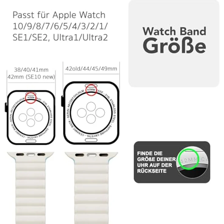 NALIA Core Magnet Armband kompatibel mit Apple Watch Ultra/SE/10/9/8/7/6/5/4/3/2/1, Atmungsaktives Silikon Loop mit Rillendesign, Eisnebelblau, für Handgelenke 130-210mm – Bild 2