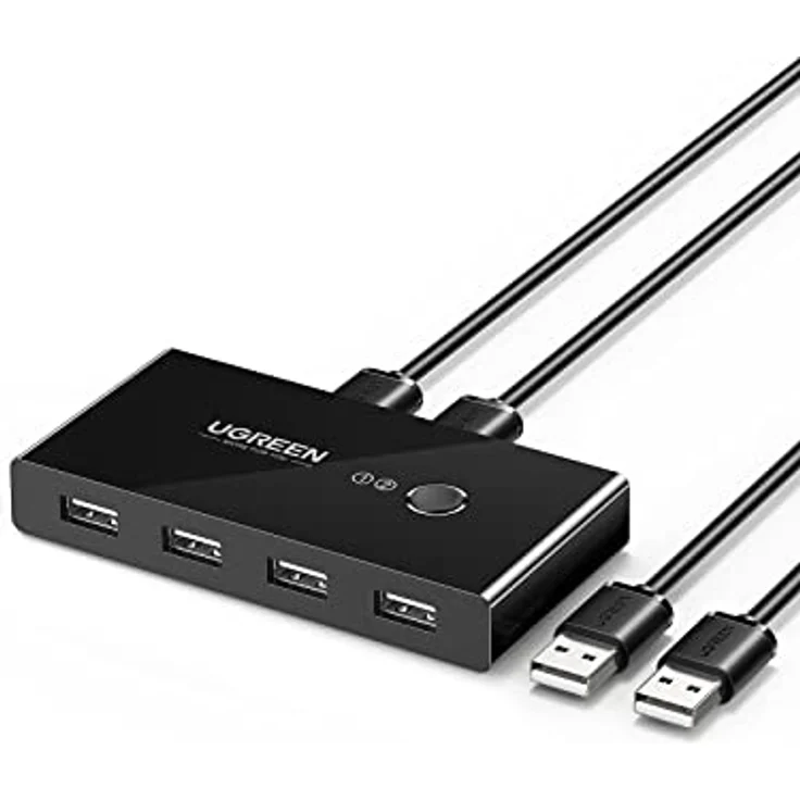 UGREEN USB Switch 2PC KVM USB Switch 2 In 4 Out für stabile Datenübertragung Umschalter mit 2 USB Kabel für Tastatur, Maus, Drucker, Scanner, USB Sticks, Externe Festplatte, Headsets usw. – Bild 1
