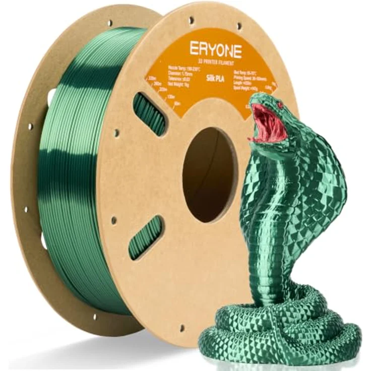 ERYONE Silk PLA Filament 1.75 mm, 1 kg Spule, Olivgrün, glänzendes 3D Drucker Filament, minimaler Toleranzwert +/- 0.03 mm – Bild 1