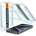Spigen Glas.tR EZ Fit Displayschutzfolie für iPhone 15 Pro, 2 Stück, Kratzfest, 9H Härte, Transparent