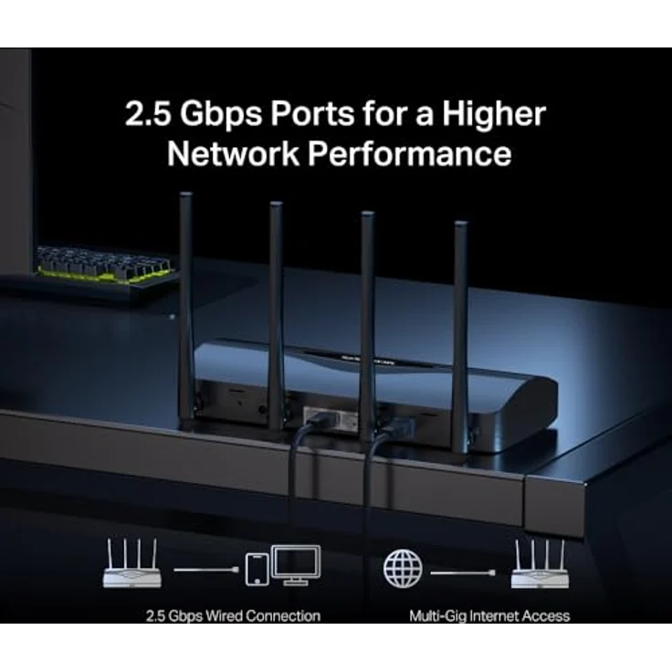 Mercusys BE3600 Dual-Band Wi-Fi 7 Router MR27BE, 2880 Mbit/s, 3 Gigabit Ethernet-Ports, Schwarz – Bild 5