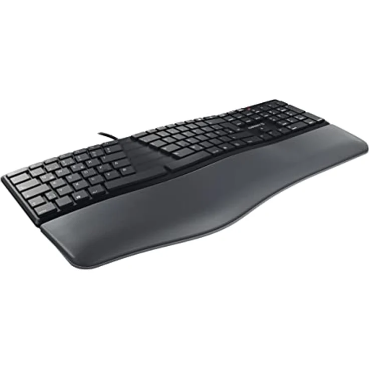 CHERRY KC 4500 ERGO, ergonomische Tastatur, Spanisches Layout (QWERTY), kabelgebunden, gepolsterte Handballenauflage mit Memory-Schaum, geschwungenes Tastenfeld, schwarz – Bild 4