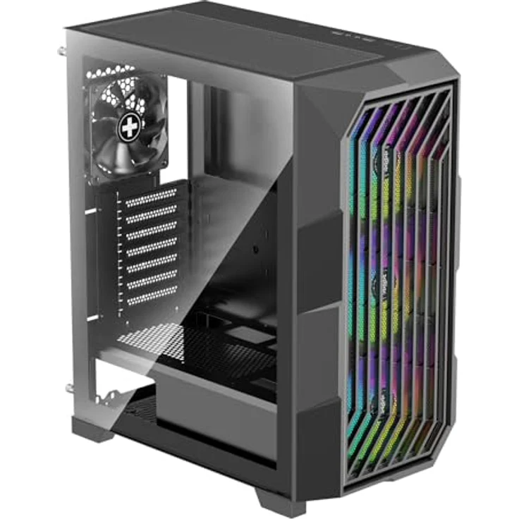 Xilence XILENT Breeze II X812.ARGB Gaming PC Gehäuse, 3x 120mm ARGB Lüfter, 1x 120mm PWM Lüfter, ATX Midi Tower, Glas Side Panel, magnetische Mesh Front, schwarz – Bild 5
