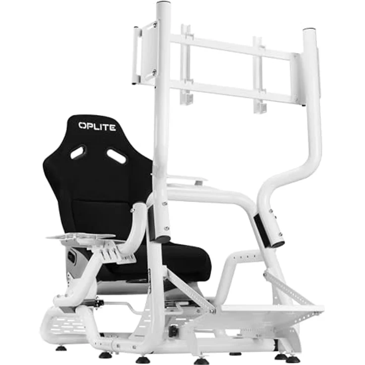 OPLITE Monitor Stand GTR S3/S8, Monitorständer mit Einstellbarer Höhe, Weiß, für Bildschirme bis 50 Zoll, Anti-Diebstahl-Verriegelung – Bild 5
