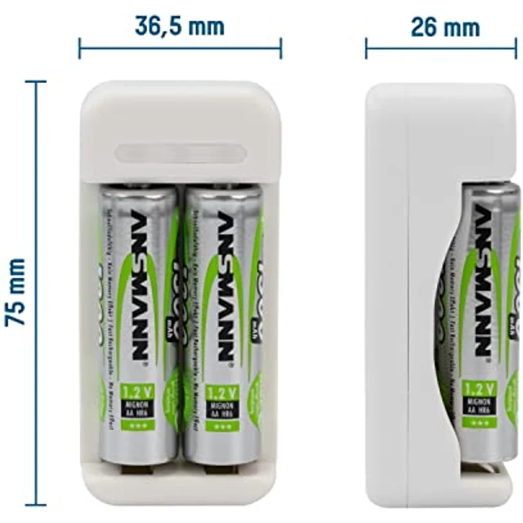 Ansmann Ladegerät Basic II inkl. 2X AA 1300mAh NimH, inkl. 1m USB Kabel bestückt – Bild 3