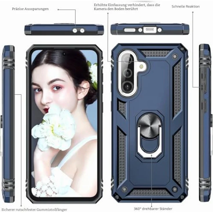 LeYi Hülle für Samsung Galaxy A36 5G, Militär Standard Case mit 2 Handyfolien & 2 Kamera Schutzgläsern, robust und kratzfest, blau – Bild 2