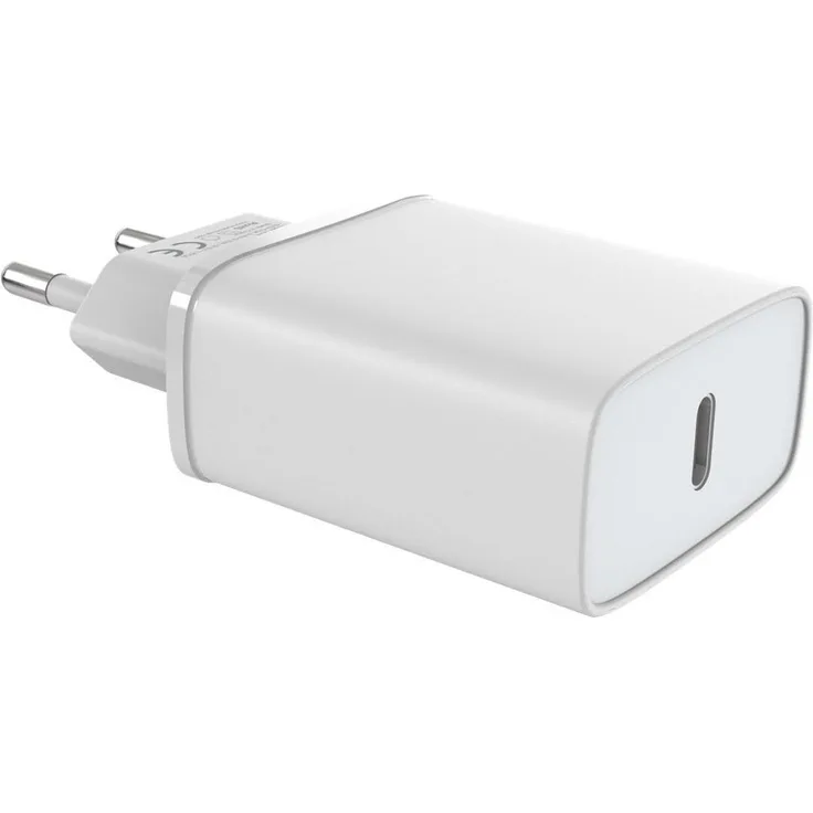 Vision USB-C 20W Ladegerät mit EU-Stecker (30W), universelles USB-Ladegerät für iPhones und Laptops, weiß
