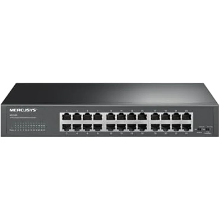 Mercusys MS124GS 24-Port Gigabit Desktop/Rackmount-Switch, Plug & Play, Isolationsmodus, Schleifenverhinderung, robustes Metallgehäuse, AC Netzstromversorgung – Bild 2