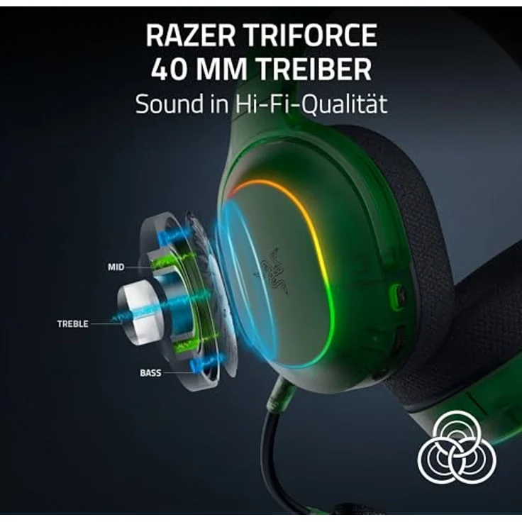 Razer Barracuda X Phantom Green Edition, Kabelloses Multi-Plattform Gaming Headset mit Triforce 40mm Treiber, Dual Wireless HyperSpeed und Bluetooth, 70 Stunden Akkulaufzeit, Phantom Green – Bild 5