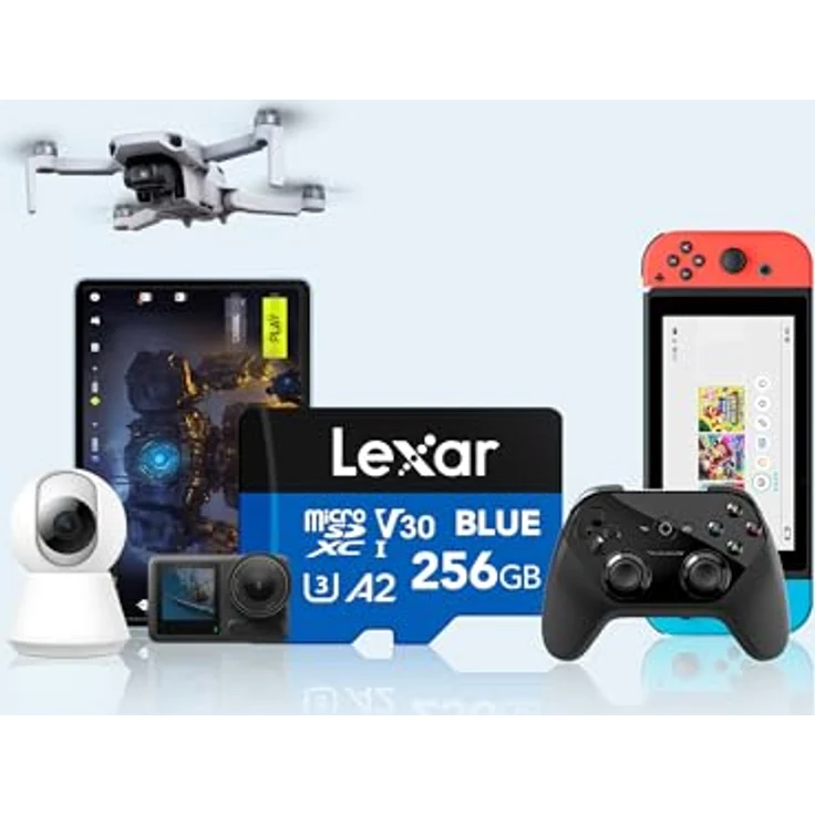 Lexar Blue Micro SD Karte 256GB, UHS-I, bis zu 160 MB/s Lesen, Full-HD & 4K-Video, A2, V30, stoßfest und wasserdicht – Bild 5