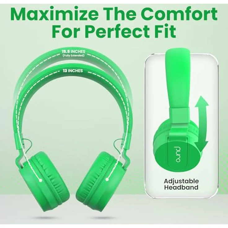 PuroBasic Volume Limiting Wired Headphones for Kids, Boys, Girls 2+ Foldable & Adjustable Headband, Compatible with iPad, iPhone, Android, PC & Mac – by Puro Sound Labs, (Green) – Bild 9