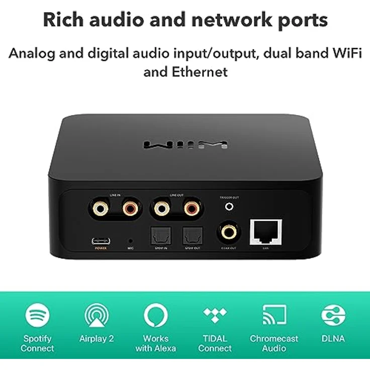 WiiM Pro Plus AirPlay 2 Receiver, Chromecast Audio, WiFi Multiroom Streamer, Roon Ready, Kompatibel mit Alexa, Siri, Google Assistant, Stream Hi-Res Audio von Spotify, Amazon Music, Tidal und mehr – Bild 2