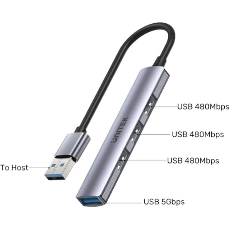 UNITEK h1208a USB Hub, mehrfarbig, kompakt und vielseitig – Bild 5
