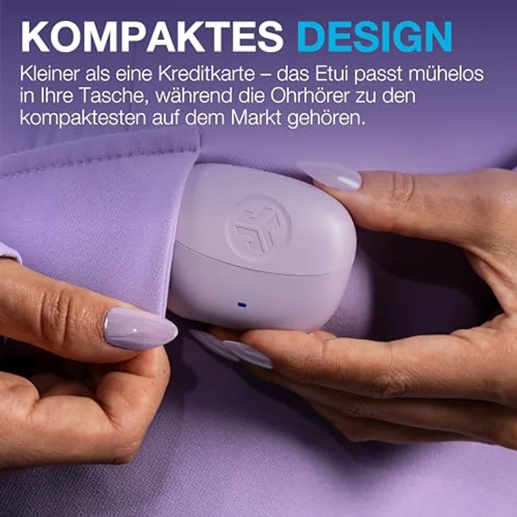 JLab Go Pods ANC, In-Ear Bluetooth Kopfhörer TWS mit 26 h Laufzeit, IP55, lila – Bild 8