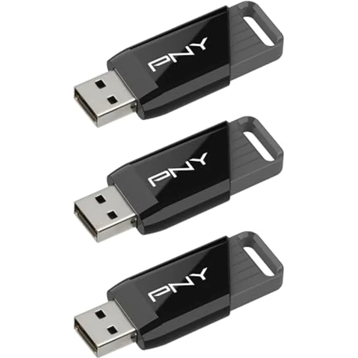 PNY Attaché X, USB 3.2 USB Stick mit 128 GB, bis zu 130 MB/s, schiebbares Gehäuse, schwarz, Pack x3