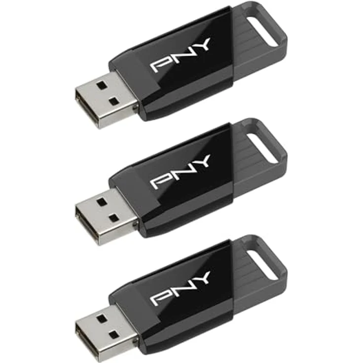 PNY Attaché X, USB 3.2 USB Stick mit 128 GB, bis zu 130 MB/s, schiebbares Gehäuse, schwarz, Pack x3 – Bild 1