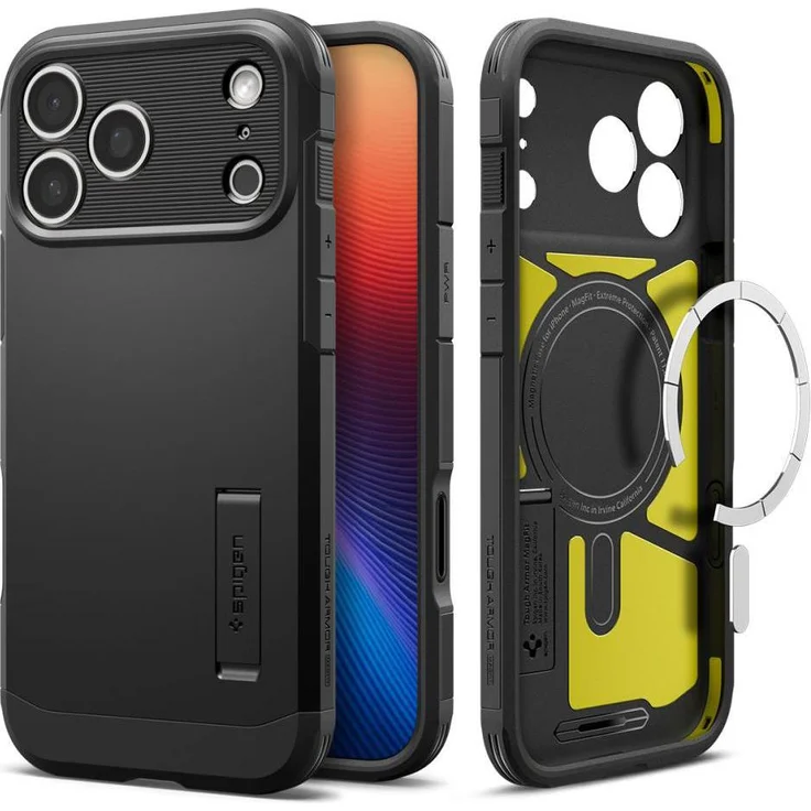 Spigen Tough Armor "T" MagSafe, Smartphone Hülle für iPhone 17 Pro, Schwarz, robust und stoßfest