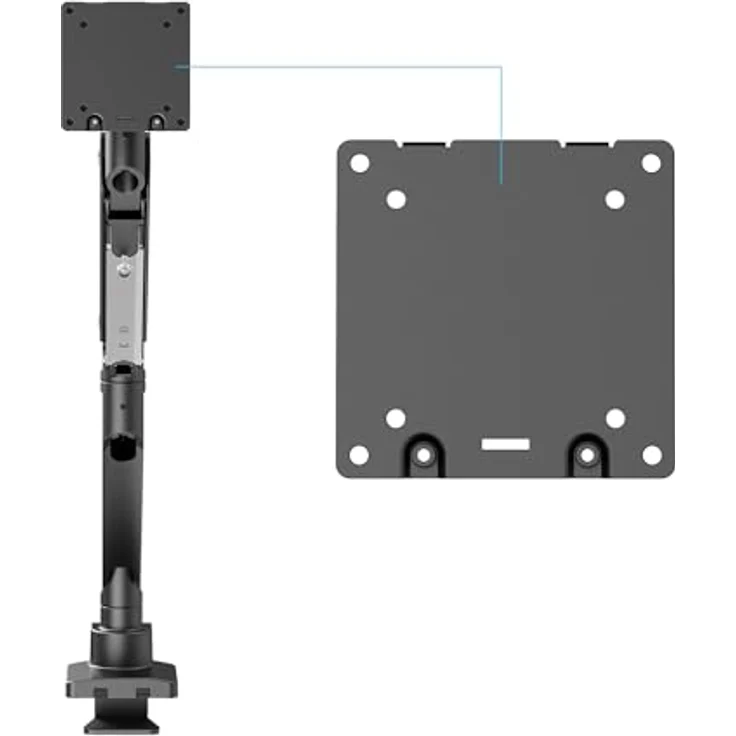 Manhattan Tischhalterung für Monitor bis 57", mit USB-Ports, Gasdruckfeder, Traglast bis 27 kg, Aluminium, Schwarz – Bild 6