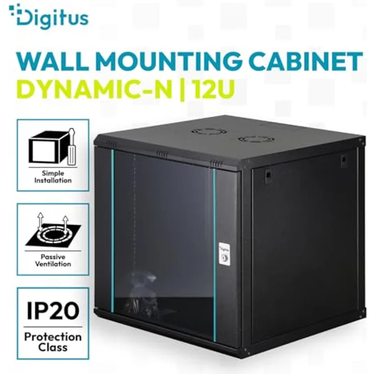 DIGITUS Wandgehäuse Dynamic-N Serie, 600x600 mm, 12HE, unmontiert, schwarz – Bild 2