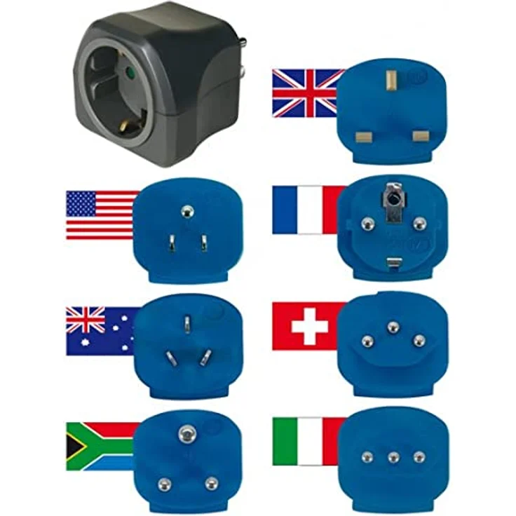 Brennenstuhl Reiseadapter-Set mit 7 Aufsätzen für über 150 Länder, Schwarz, inklusive Kindersicherung und Stoffbeutel – Bild 10